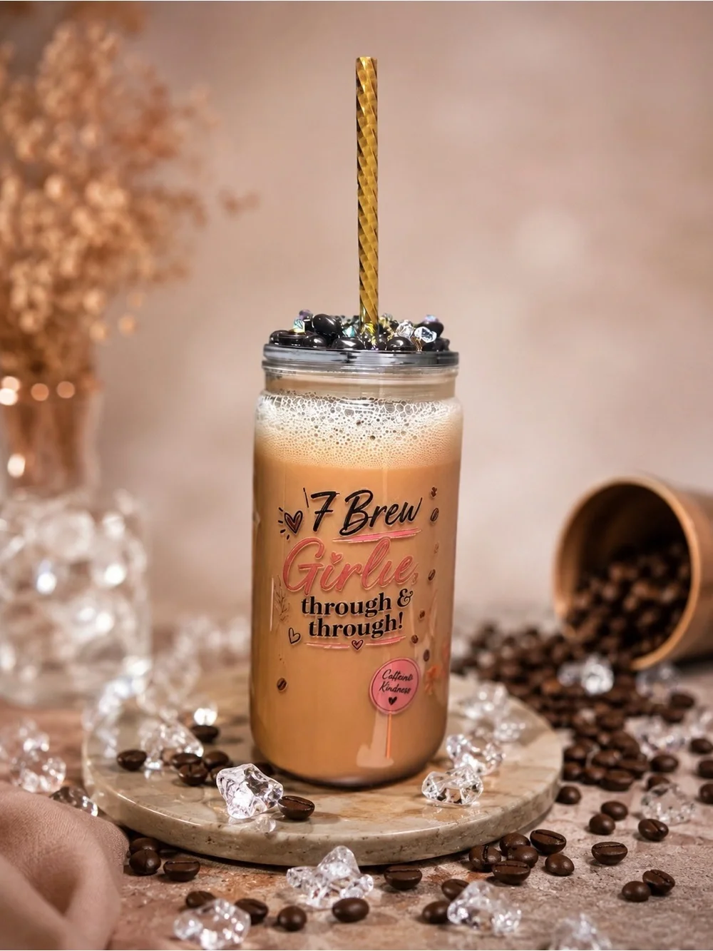 Cultivate Kindness Pink & Blue Reusable Iced Coffee Tumbler